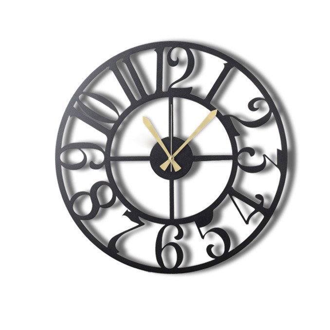 Wallity Reloj de Pared Decorativo de Metal Circle Negro 50x50cm Diseño Elegante Moderno